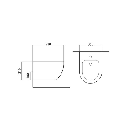 Биде подвесное AQUATEK ЕВРОПА AQ1016-MB, 510*355*310 мм, цвет черный матовый